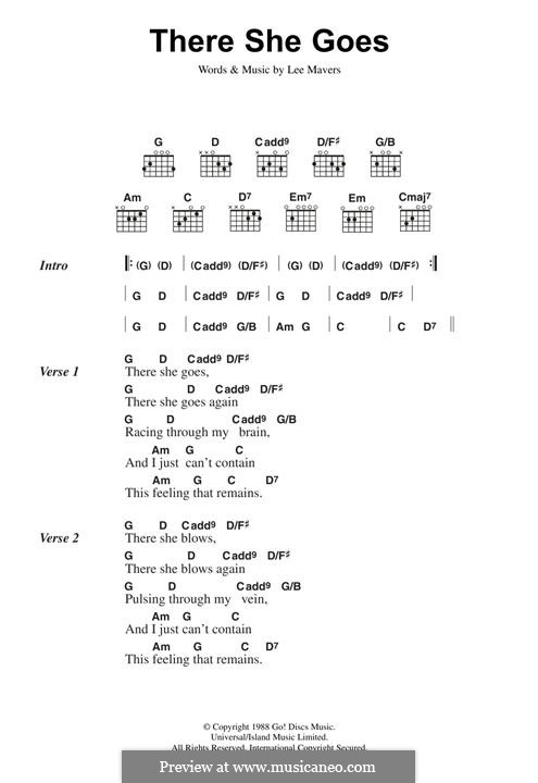 There She Goes (The Las): For guitar by Lee Mavers