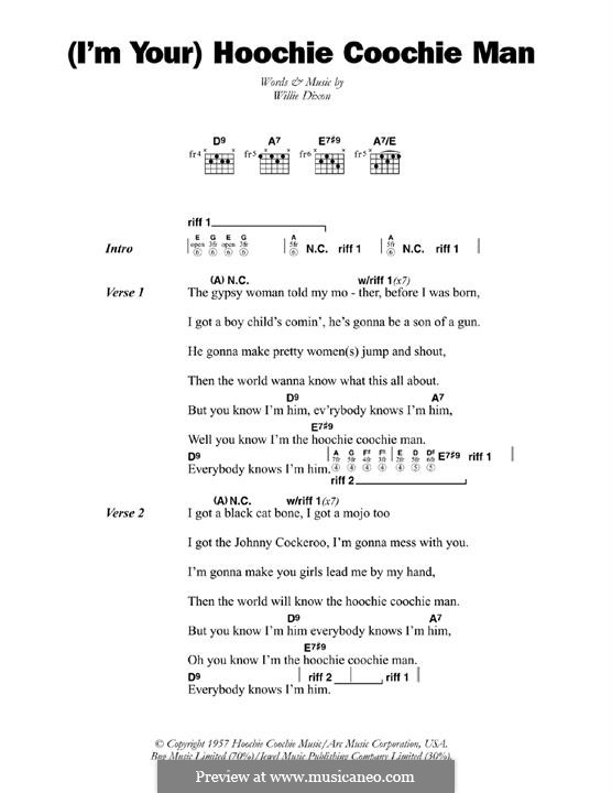 I'm Your Hoochie Coochie Man (Muddy Waters): For guitar by Willie Dixon