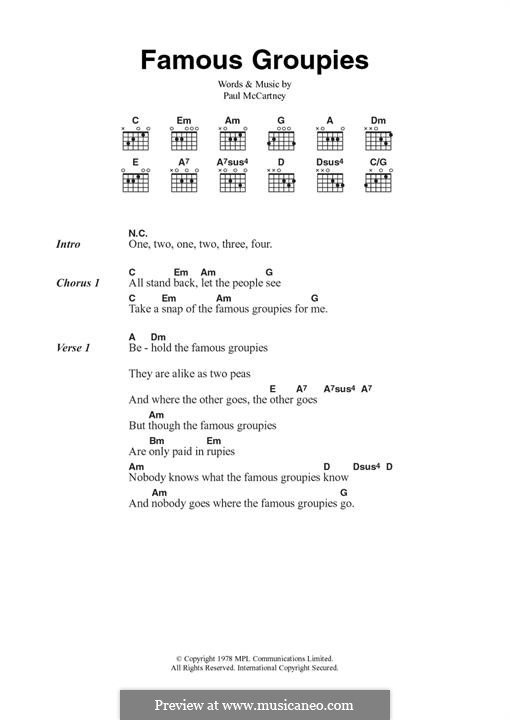 Famous Groupies (Wings): For guitar by Paul McCartney