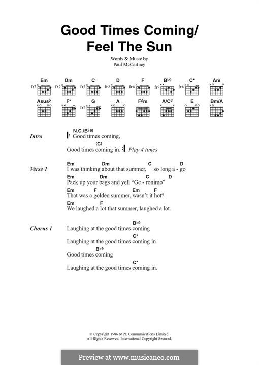 Good Times Coming/Feel the Sun: For guitar by Paul McCartney