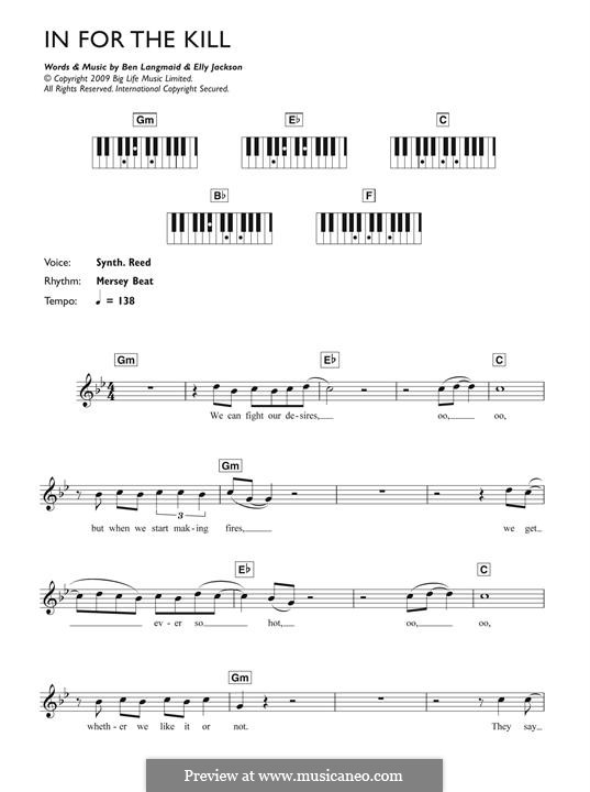 In for the Kill (La Roux): For piano by Ben Langmaid, Elly Jackson