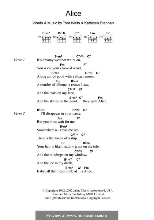 Alice: For guitar by Kathleen Brennan, Tom Waits