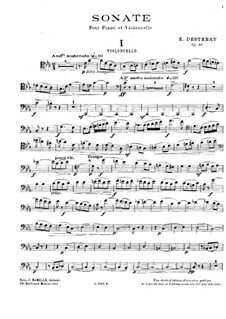 Sonata for Cello and Piano, Op.46: Solo part by Edouard Destenay