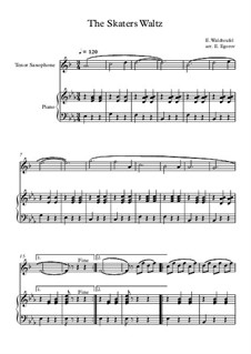 10 Easy Classical Pieces for Tenor Saxophone and Piano Vol.5: The Skaters Waltz by Wolfgang Amadeus Mozart, Franz Schubert, Antonín Dvořák, Georges Bizet, Georg Friedrich Händel, Giuseppe Verdi, Pyotr Tchaikovsky, Émile Waldteufel, Adolphe Adam, Sebastián Yradier