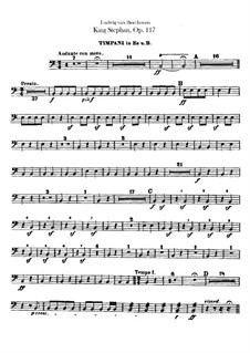 König Stephan (King Stephen), Op.117: Overture – timpani part by Ludwig van Beethoven