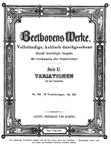 Thirty-Three Variations on a Waltz by A. Diabelli, Op.120: For piano by Ludwig van Beethoven