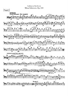 Missa Solemnis, Op.123: Bassoons parts by Ludwig van Beethoven