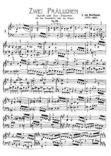 Two Preludes Through All Twelve Major Keys, Op.39: For piano (or organ) by Ludwig van Beethoven