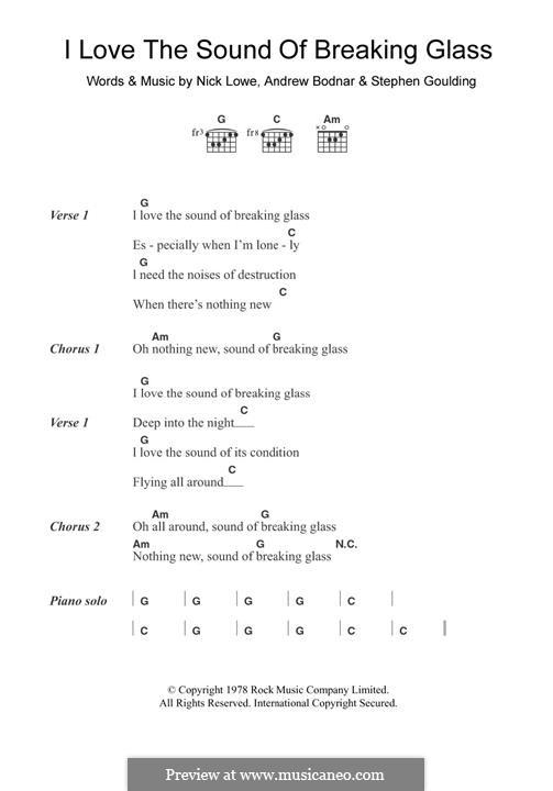 I Love the Sound of Breaking Glass: For guitar by Andrew Bodnar, Nick Lowe, Stephen Goulding