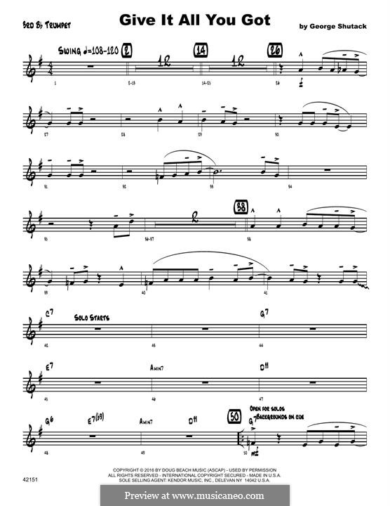 Give It All You Got: 3rd Bb Trumpet part by George Shutack