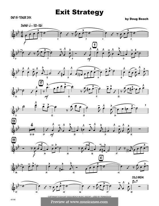 Exit Strategy: 2nd Bb Tenor Saxophone part by Doug Beach