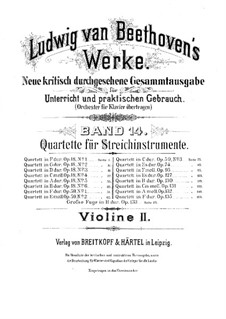 Quartet No.1 in F Major: Violin II part by Ludwig van Beethoven