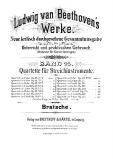Quartet No.1 in F Major: Viola part by Ludwig van Beethoven