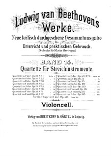 Quartet No.1 in F Major: Cello part by Ludwig van Beethoven