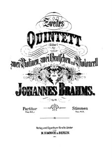 String Quintet No.2 in G Major, Op.111: Parts by Johannes Brahms