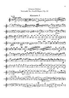 Serenade No.1 in D Major, Op.11: Clarinets parts by Johannes Brahms
