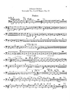 Serenade No.1 in D Major, Op.11: Timpani part by Johannes Brahms