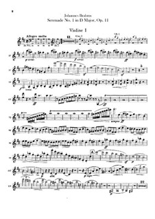 Serenade No.1 in D Major, Op.11: Violin I part by Johannes Brahms