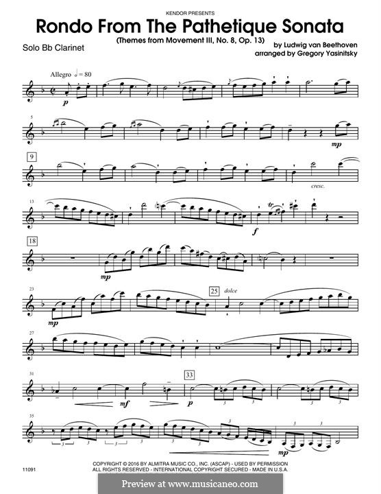 Movement III: Themes, for alto saxophone and piano – Bb clarinet part by Ludwig van Beethoven