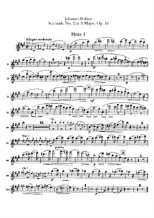 Serenade No.2 in A Major, Op.16: Flutes parts by Johannes Brahms