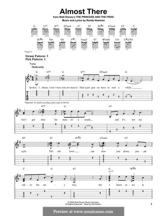 Almost There (from The Princess And The Frog): For guitar by Randy Newman