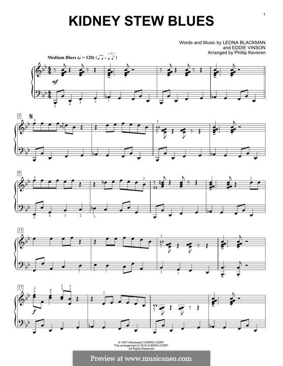 Kidney Stew Blues: For piano by Eddie Vinson, Leona Blackman