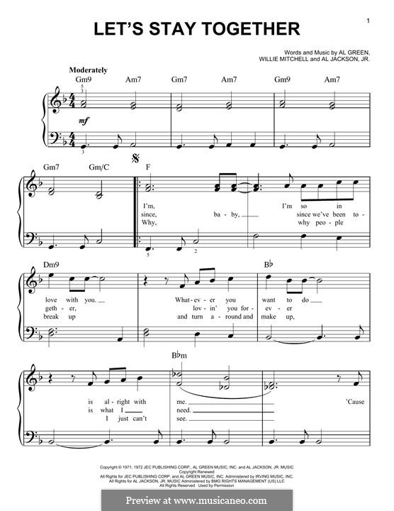 Let's Stay Together: For piano by Willie Mitchell, Al Jackson Jr.