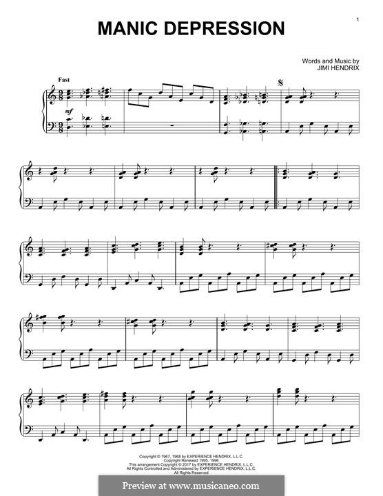 Manic Depression: For piano (jazz version) by Jimi Hendrix