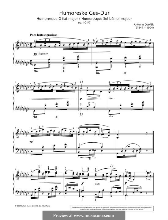 No.7 in G Flat Major (Printable scores): For piano by Antonín Dvořák