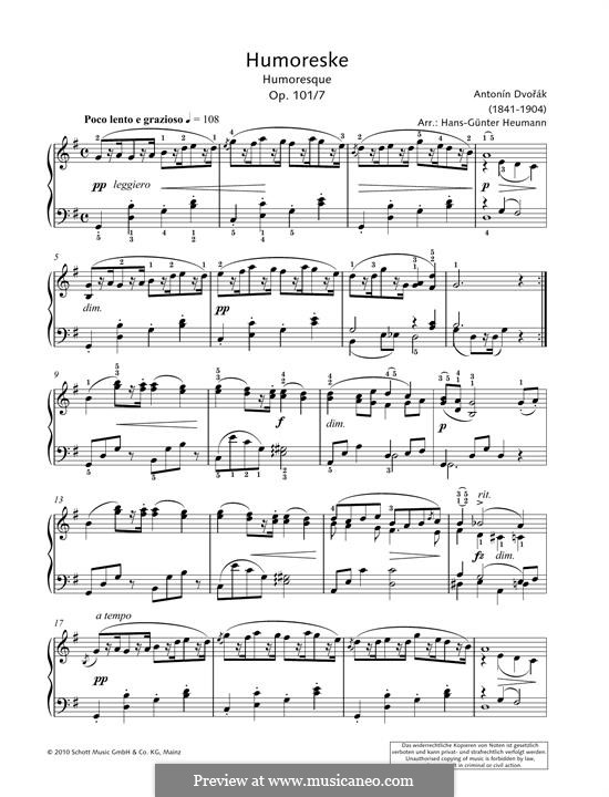 No.7 in G Flat Major (Printable scores): For piano by Antonín Dvořák