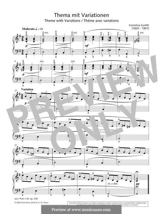 Theme with Variation, Op.228: For piano by Cornelius Gurlitt