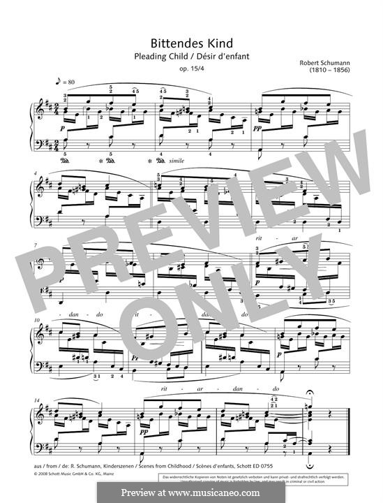 No.4 Bittendes Kind (Pleading Child): For piano by Robert Schumann