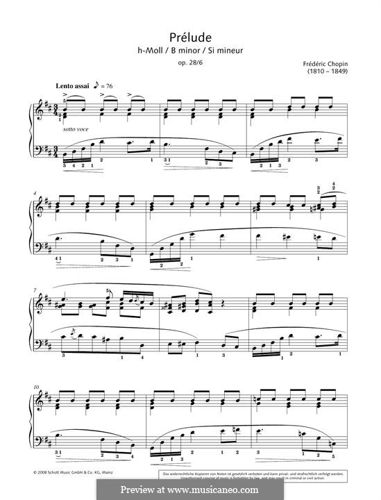 No.6 in B Minor: For piano by Frédéric Chopin