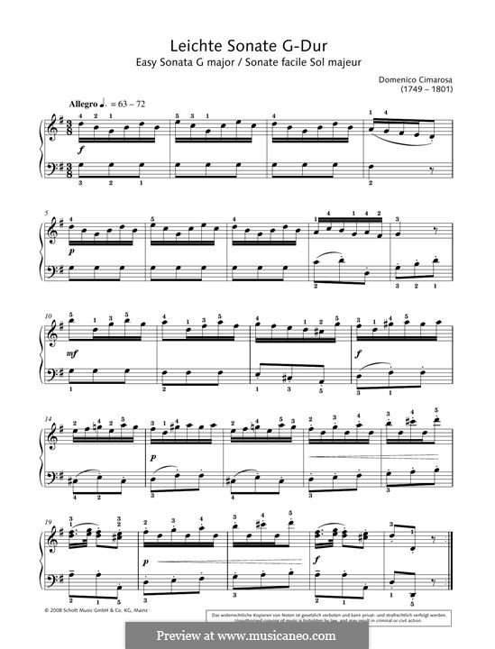 Easy Sonata in G major: Easy Sonata in G major by Domenico Cimarosa