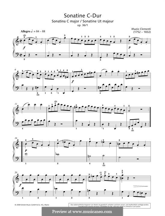 Sonatina No.1: For piano by Muzio Clementi