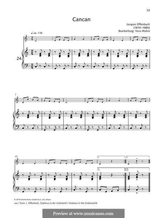 Can-Can (Printable Scores): For any instrument and piano by Jacques Offenbach