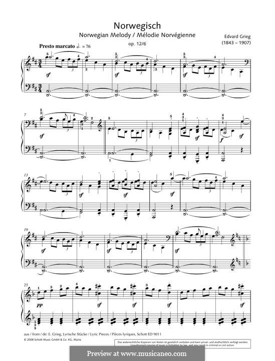 Lyric Pieces, Op.12: No.6 Norwegian Melody by Edvard Grieg