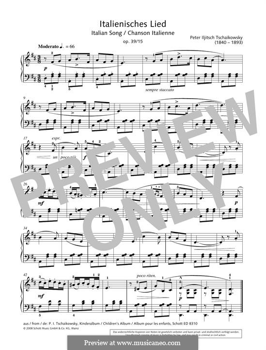 No.15 Italian Song: For piano by Pyotr Tchaikovsky