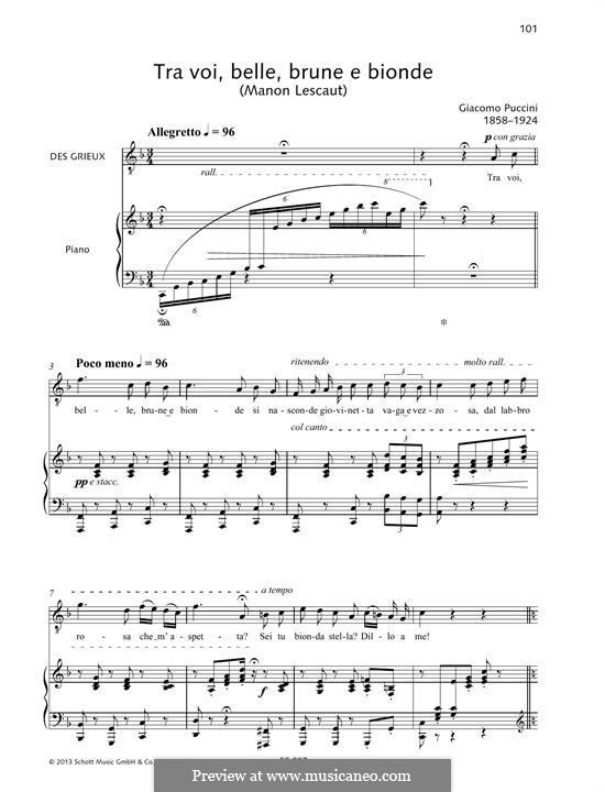 Manon Lescaut : Tra voi belle... by Giacomo Puccini