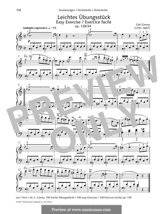 Etudes, Op.139: No.34 Easy Exercise by Carl Czerny