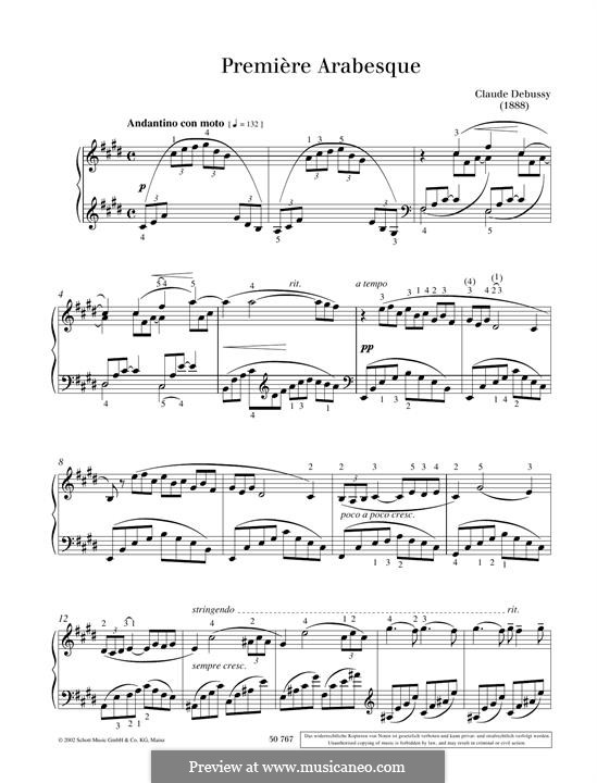 Arabesque No.1: For piano by Claude Debussy