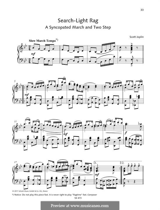 Searchlight Rag: For piano by Scott Joplin