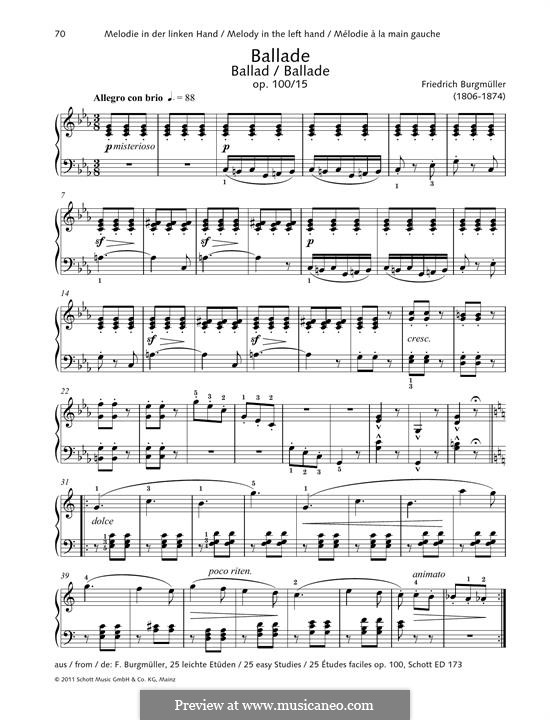 No.15 Ballade: For piano by Johann Friedrich Burgmüller