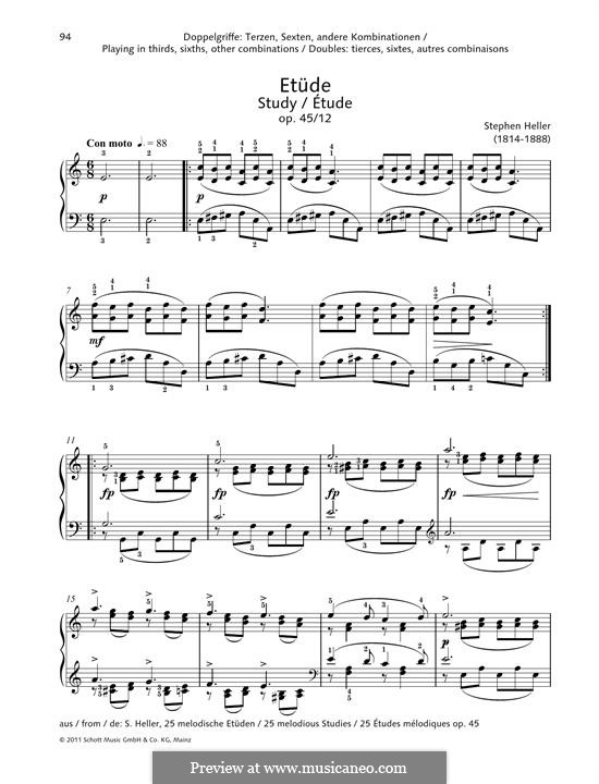 Twenty-Five Etudes, Op.45: Etude No.12 by Stephen Heller