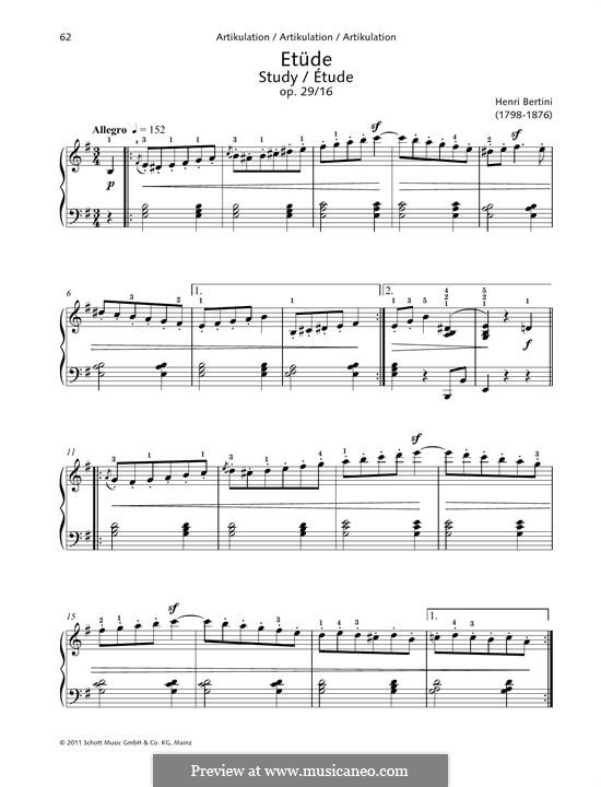 Twenty-Four Etudes, Op.29: Etude No.16 by Henri Jérôme Bertini