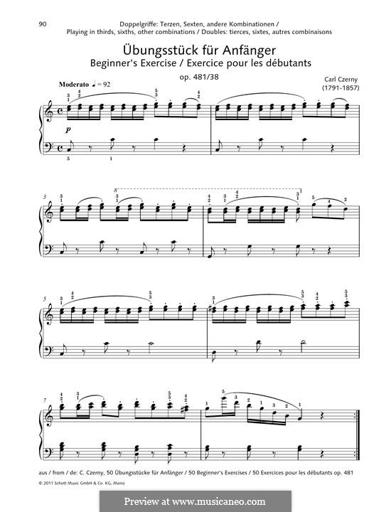 Fifty Exercises for Beginners, Op.481: No.38 Beginner's Exercise by Carl Czerny