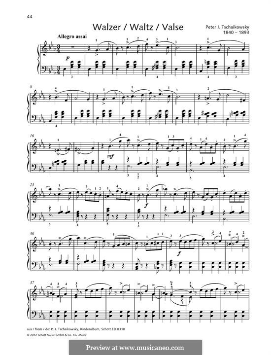 No.8 Waltz: For piano by Pyotr Tchaikovsky