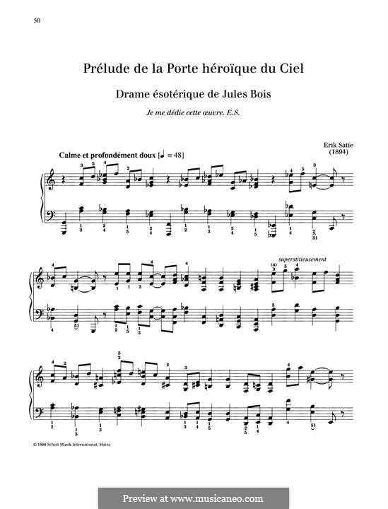 Prélude de la Porte Héroïque du Ciel: For piano by Erik Satie