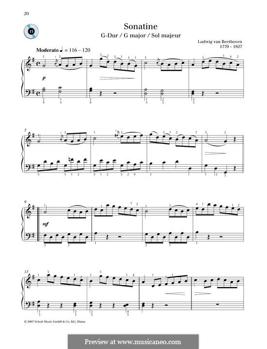 Sonatina in G Major: For piano by Ludwig van Beethoven