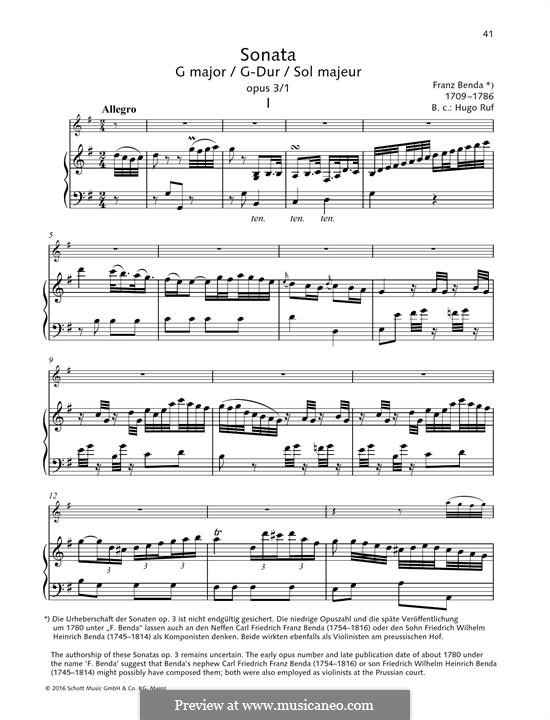 Sonata in G Major: Sonata in G Major by Franz Benda